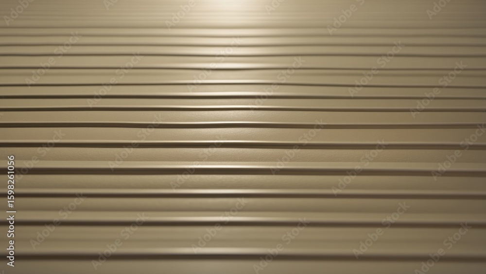 Obraz premium Close-up of metallic or plastic horizontal ridges or grooves with light reflections. Architectural or industrial surface details. Textured pattern design element.