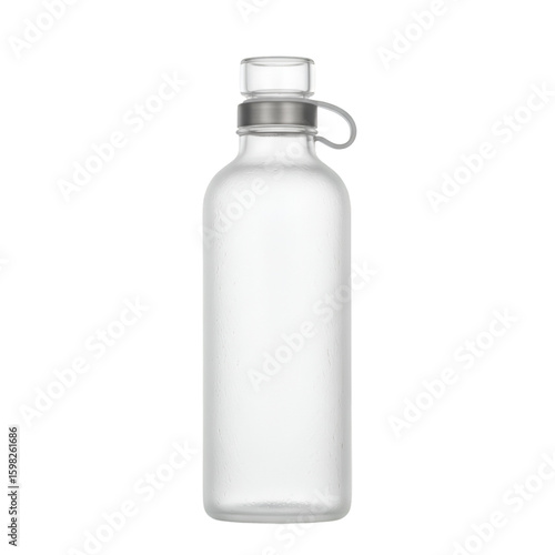 Reusable Frosted Glass Water Bottle Isolated on Transparent Background