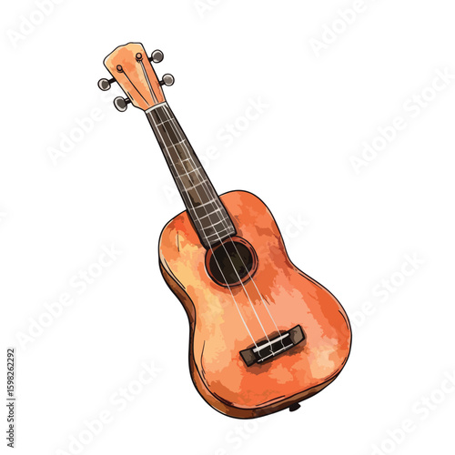 watercolor illustration of Ukulele clipart isolated