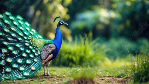 Wallpaper Mural Colorful peacock in a natural setting with greenery and blurred background. Torontodigital.ca