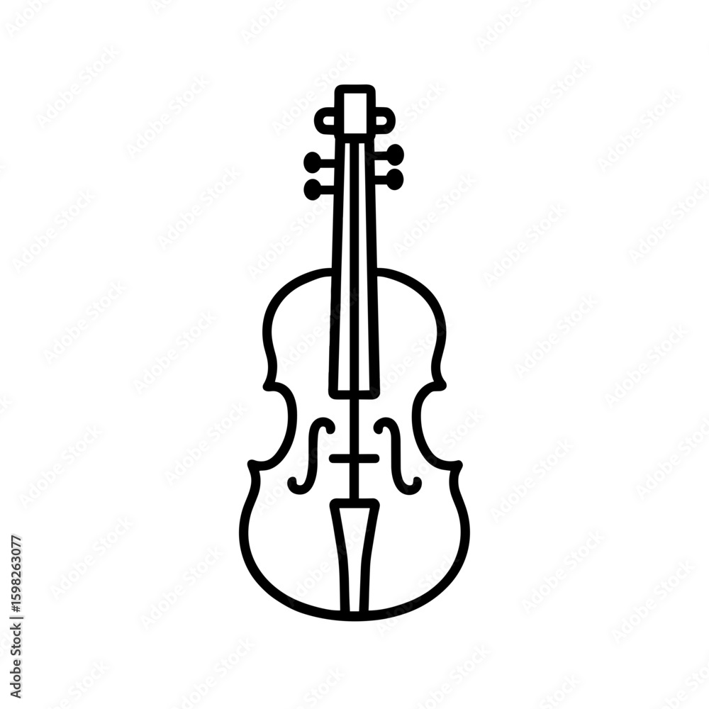 Fototapeta premium Violin Icon in Black Outline Representing Classical Music and Elegance (Outline)