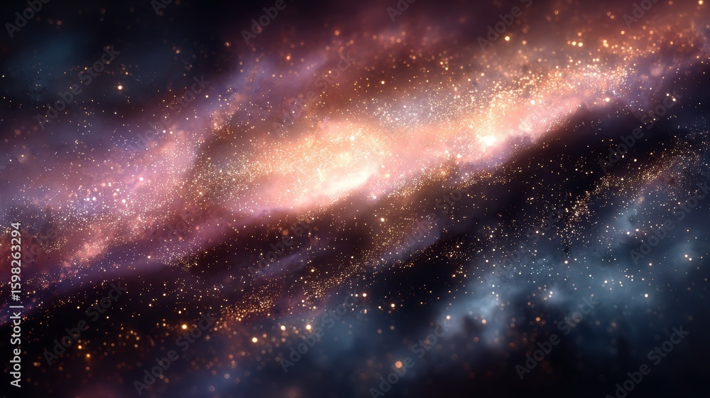 Fototapeta premium A captivating view of a vast cosmic galaxy filled with vibrant colors and twinkling stars in the night sky.