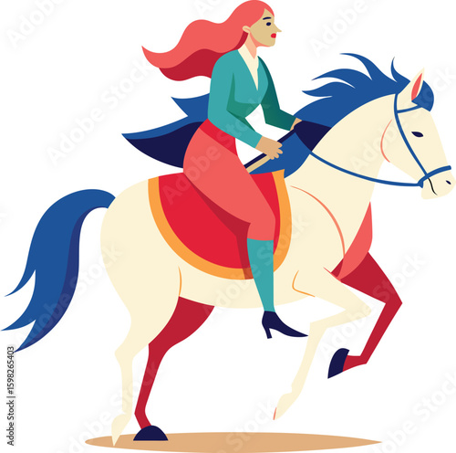 Girl riding horse, Little girl and horse