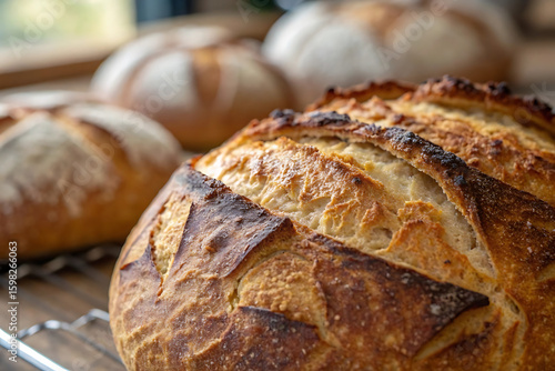 Freshly Baked Crusty Sourdough Loaf – Artisanal Bread Close-Up

