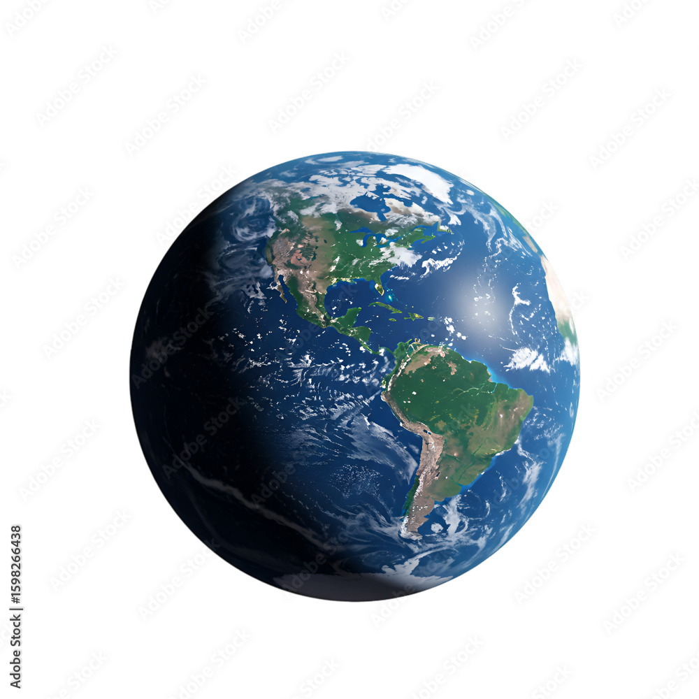 Obraz premium Realistic 3D Earth Globe From Space With Clouds
