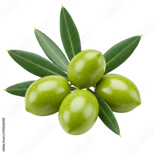 Wallpaper Mural Realistic Green Olives on Branch With Leaves Torontodigital.ca