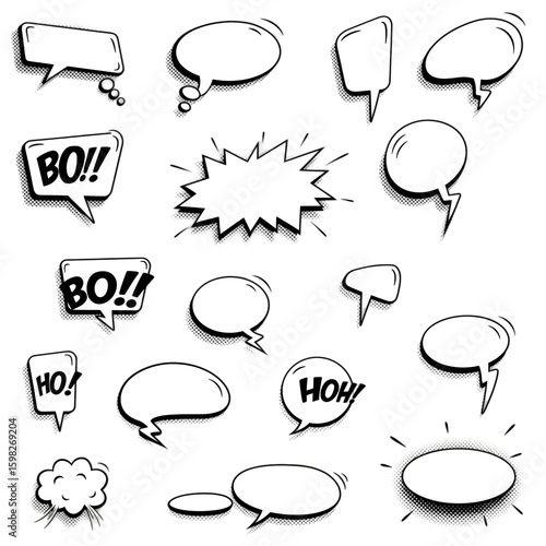 Set Of Empty Comic Speech Bubbles Illustration