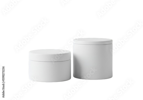 Two White Cosmetic Jars 3D Render