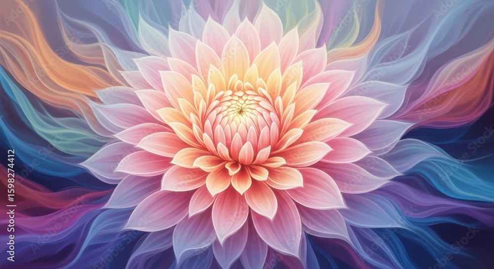 Fototapeta premium Vibrant Abstract Floral Energy Wave Bloom