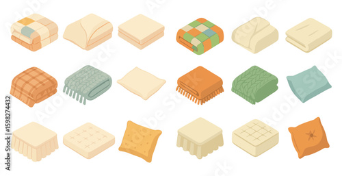 Home furnishings icons set – flat, cozy, interior design symbols