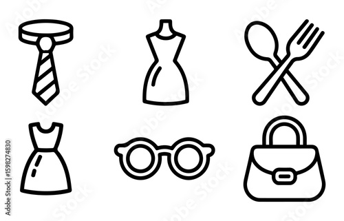 Fashion and Lifestyle Essentials Line Icons.