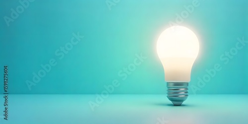 Bright Idea Light Bulb on Dark Background