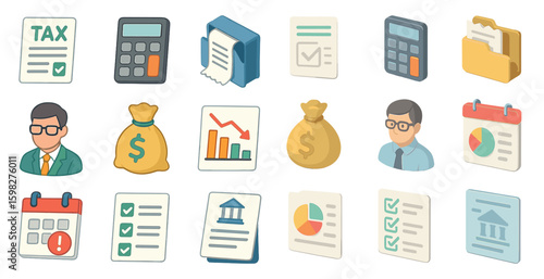 Finance and accounting 3d icons set – isometric, audit, bookkeeping symbols