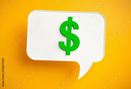 Speech bubble with dollar sign, depicting business finance communication,  texture,  symbol
