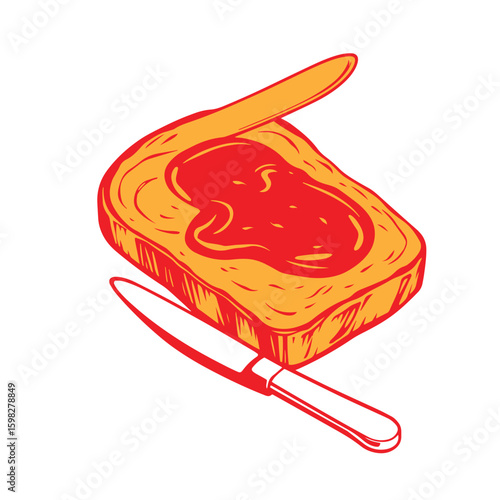 Toast with jam and knife vector design concept illustration.