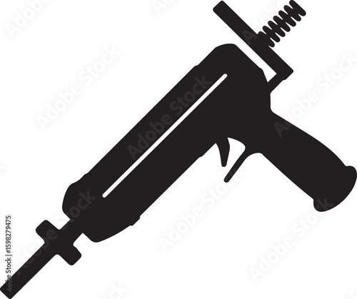 Caulk Gun Silhouette: A minimalist silhouette of a caulk gun, a vital tool for construction and DIY tasks.