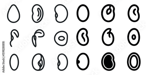 Biology and microbiology outline icons set – cell, organism, laboratory symbols