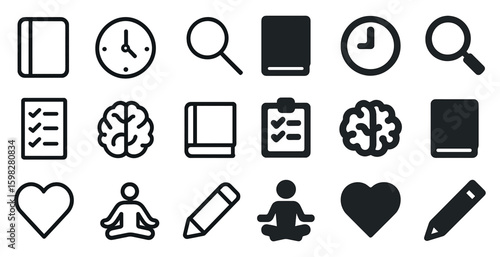 Education and learning outline icons set – study, teaching, academic symbols