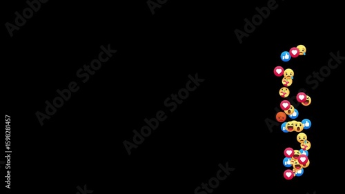 emoji social media Live streaming style animated icon explosion with alpha channel