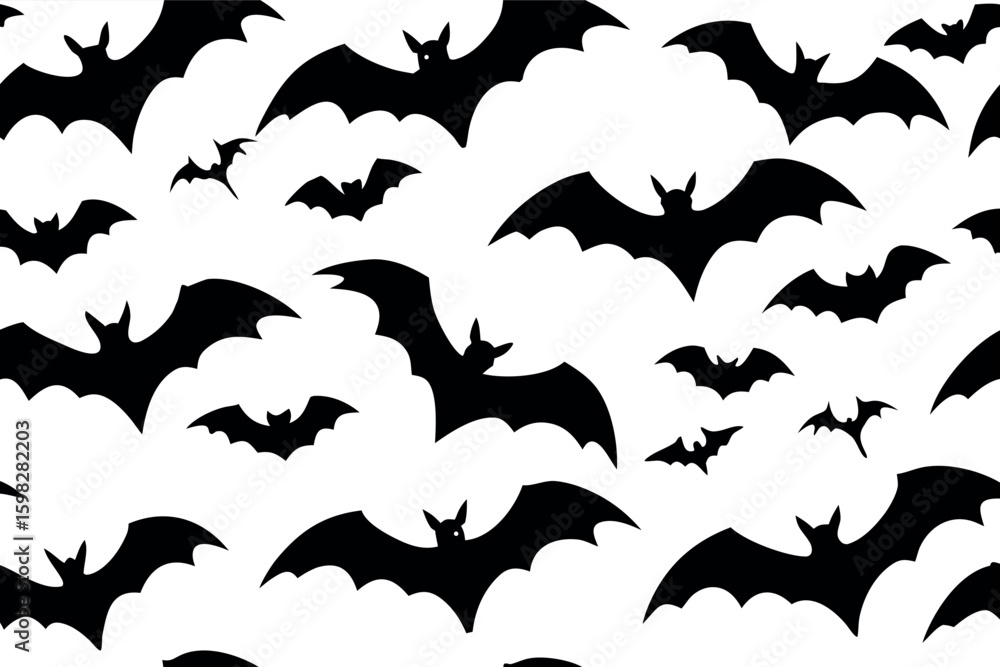 Naklejka premium Seamless pattern featuring bats in flight creating a spooky and festive design suitable for Halloween or nocturnal themes