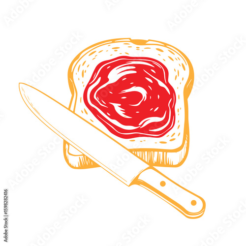 Toast with jam and knife vector design concept illustration.
