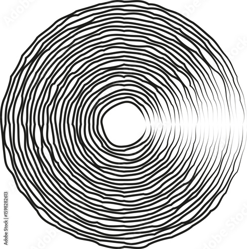 A design with a wide circular spiral that gradually expands outward, creating a bold and rhythmic pattern.