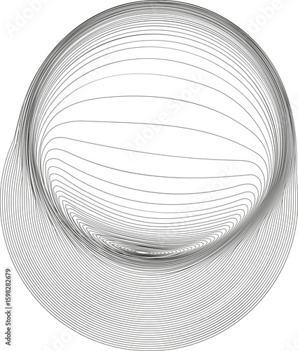 A complex spiral design forming a spherical shape, combining radial symmetry and intricate line work.