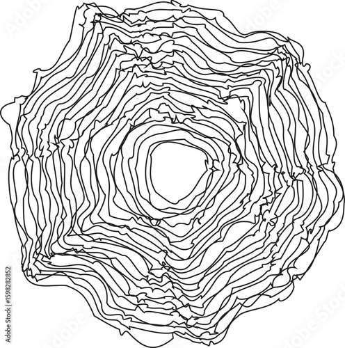 An elliptical spiral design that creates a sense of movement and depth with smooth, flowing lines.