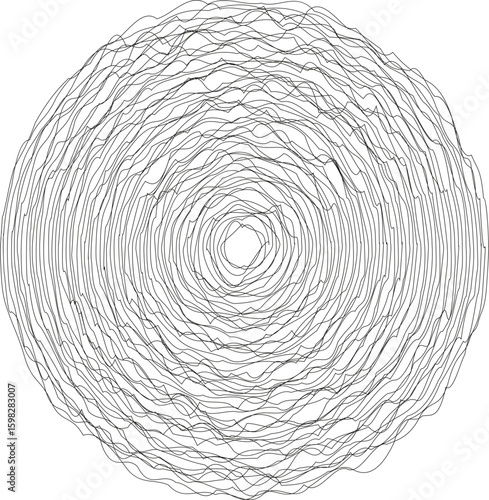 A circular design featuring a layered spiral, where each layer progressively expands outward in a smooth, symmetrical pattern.