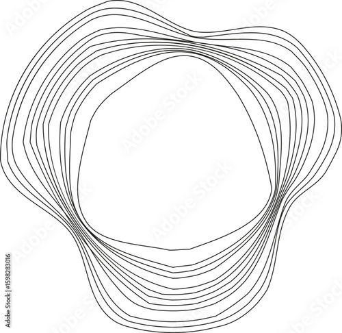A design with multiple concentric circles arranged in a symmetrical formation, each circle having distinct spacing and size.