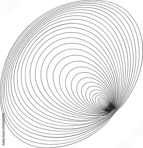 A circular design with oval-shaped contours integrated into the pattern, forming an organic and geometric balance.