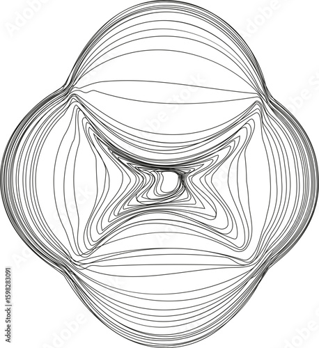 A design featuring multiple tubular shapes arranged in a circular layout, creating a sense of depth and movement.