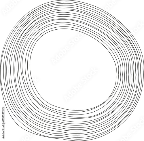A circular design featuring a wavy spiral pattern, creating a sense of movement and fluidity as the spiral moves outward.