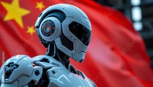 Wallpaper Mural Futuristic robot close-up china technology image industrial setting eye-level view innovation concept Torontodigital.ca