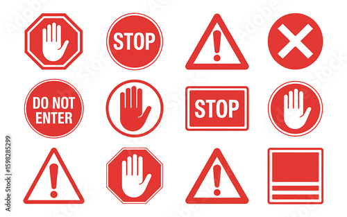 Essential Safety Signs A Collection of Red and White Warnings for Effective Hazard Communication