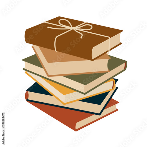 A stack of colorful books digital illustration highlighting knowledge and learning.