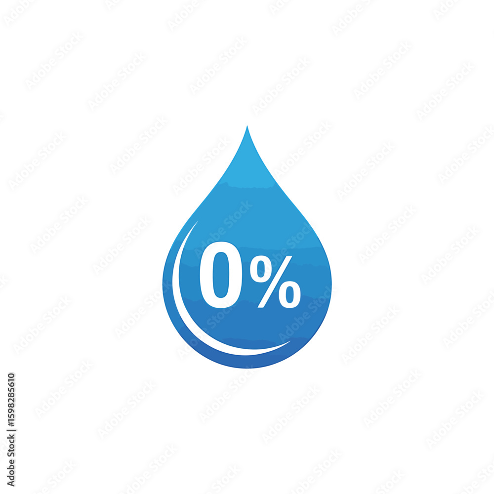 A Clean Water Drop Logo Design Featuring Zero Percent Element for Health and Environmental Concepts A Clean Water Drop Logo Design Featuring Zero Percent Element for Health and Environmental Concepts