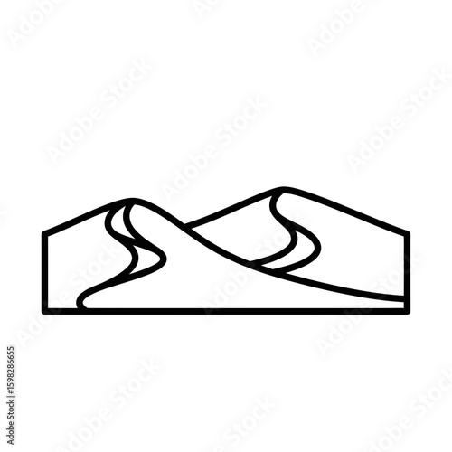 Minimalist landscape icon depicting rolling hills and curves