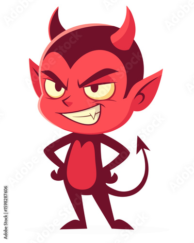 Playful Red Devil Character Illustration Perfect for Halloween and Fantasy Themes