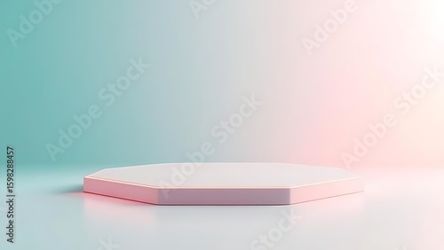 Pink podium isolated, artfully colored, rest on a green towel, an office object illustrating design and business with a creative flair