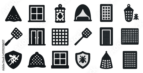 Pest control solid icons set – filled, extermination, prevention symbols