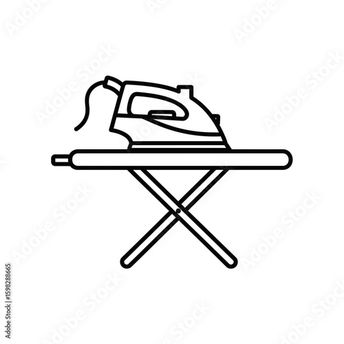 Iron and ironing board icon for personal hygiene and cleanliness