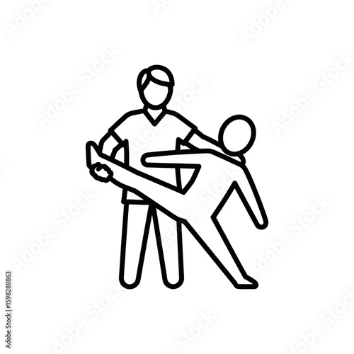 Physical therapist assisting patient with leg exercise