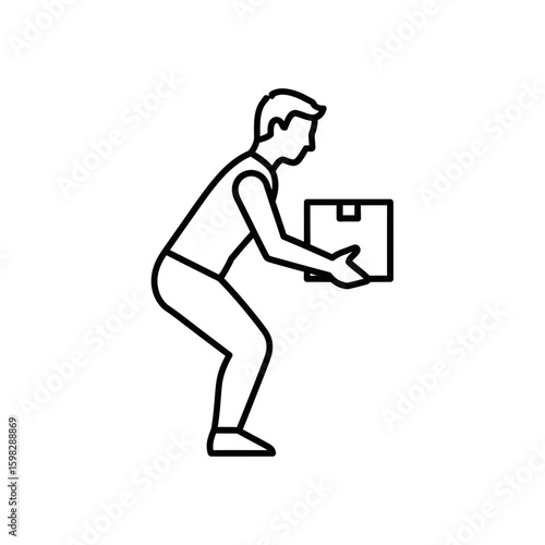 Man lifting a box in a physical therapy icon