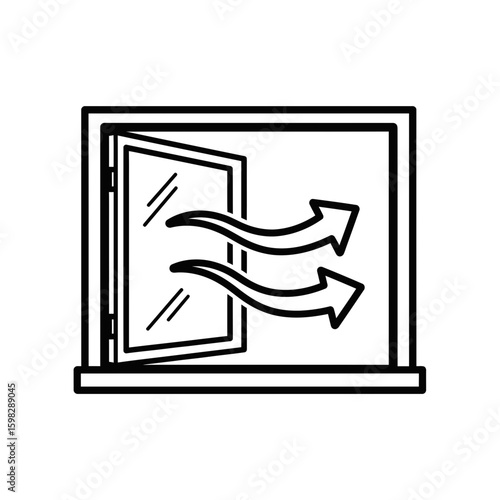 Open door icon with airflow illustration for personal hygiene