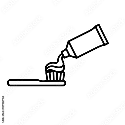 Toothpaste being squeezed onto a toothbrush icon