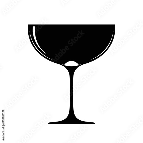 Silhouette of a coupe glass for creative design and cocktail illustration, transparent background