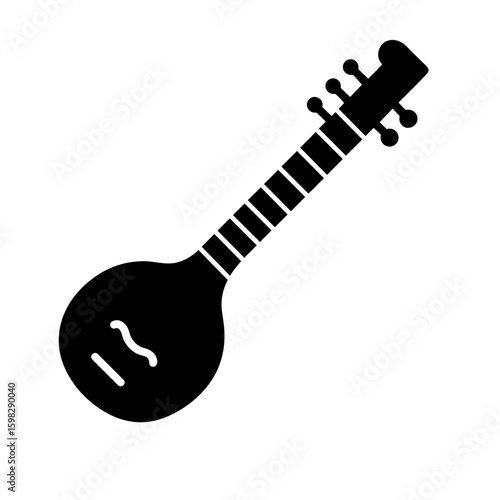 Sitar Icon Representing Indian Classical Music and Culture (Filled)