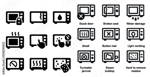 Kitchen appliance solid icons set – flat, filled, cooking and culinary symbols