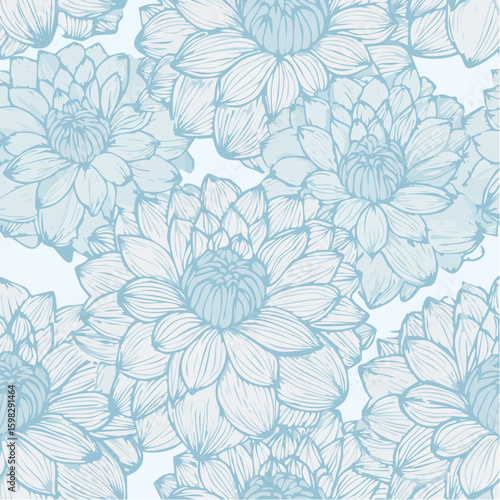 Wallpaper Mural Elegant Light Blue Dahlia Vector Floral Seamless Pattern Torontodigital.ca